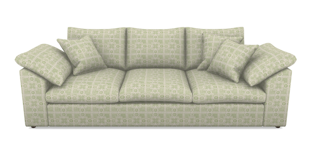 Product photograph of Big Softie Sloped Arm Sloped Arm 4 Seater Sofa In Rhs Collection - Small Knot Garden Cotton Weave - Green from Sofas and Stuff Limited
