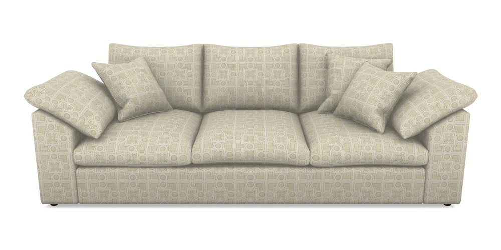 Product photograph of Big Softie Sloped Arm Sloped Arm 4 Seater Sofa In Rhs Collection - Small Knot Garden Cotton Weave - Olive from Sofas and Stuff Limited