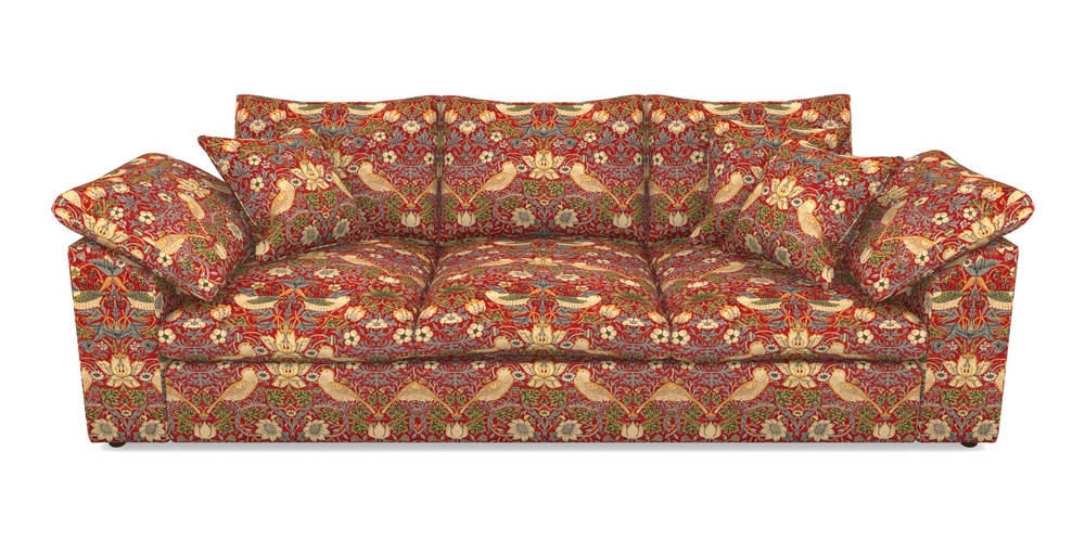 Product photograph of Big Softie Sloped Arm Sloped Arm 4 Seater Sofa In William Morris Collection - Strawberry Thief - Crimson Slate from Sofas and Stuff Limited