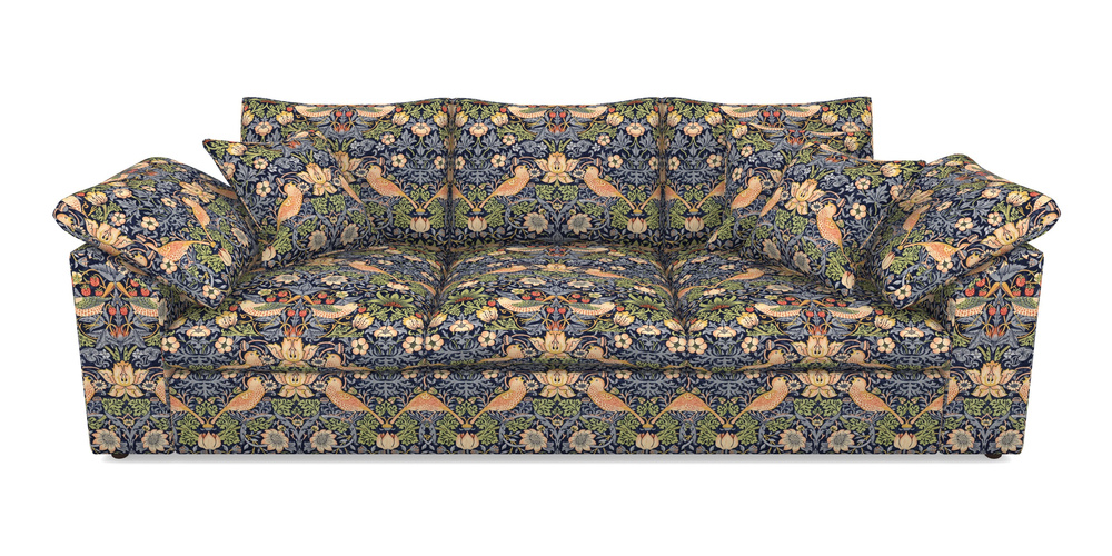 Product photograph of Big Softie Sloped Arm Sloped Arm 4 Seater Sofa In William Morris Collection - Strawberry Thief - Indigo Mineral from Sofas and Stuff Limited