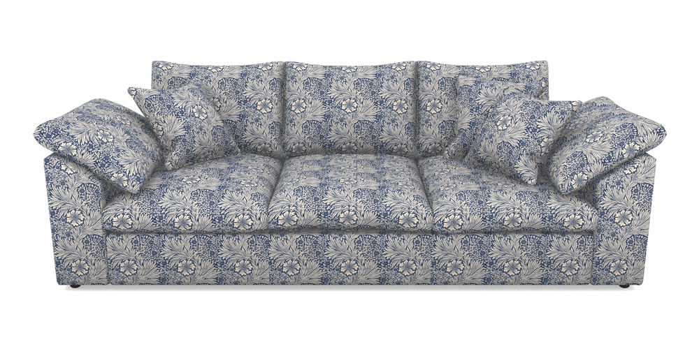 Product photograph of Big Softie Sloped Arm Sloped Arm 4 Seater Sofa In William Morris Collection - Marigold - Indigo Linen from Sofas and Stuff Limited