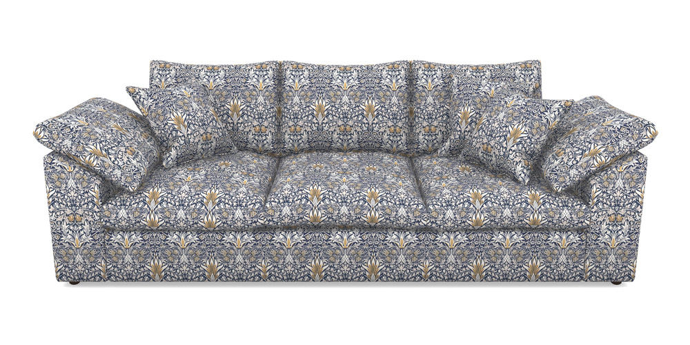 Product photograph of Big Softie Sloped Arm Sloped Arm 4 Seater Sofa In William Morris Collection - Snakeshead - Indigo Hemp from Sofas and Stuff Limited