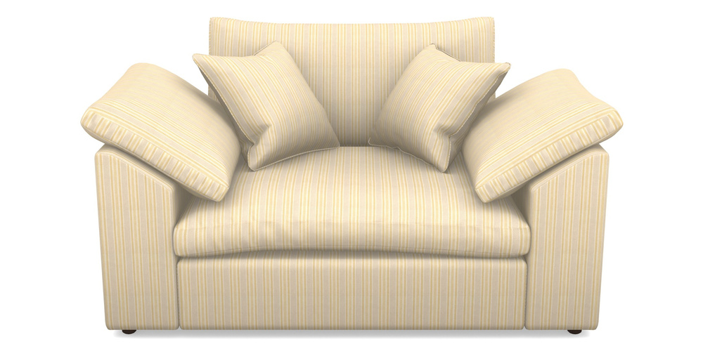 Product photograph of Big Softie Sloped Arm Sloped Arm Snuggler In Cloth 22 - Racing Stripes Ayr - Lemon from Sofas and Stuff Limited