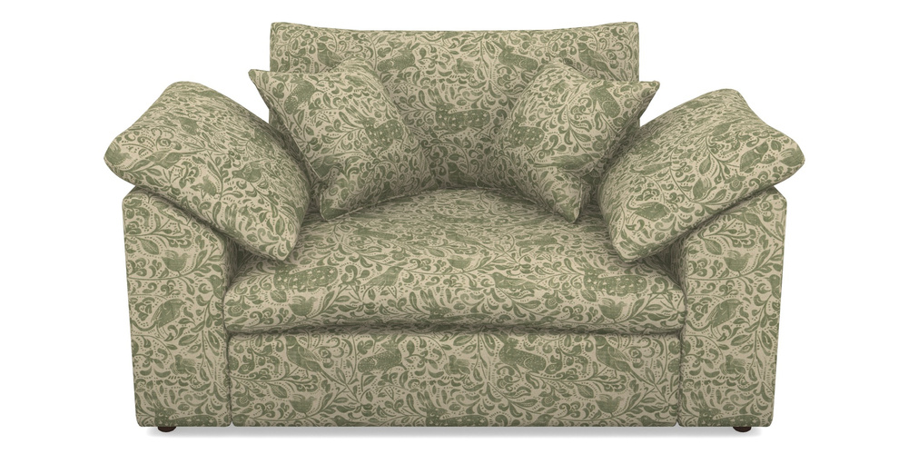 Product photograph of Big Softie Sloped Arm Sloped Arm Snuggler In V A Drawn From Nature - Bird And Rabbit - Light Green from Sofas and Stuff Limited