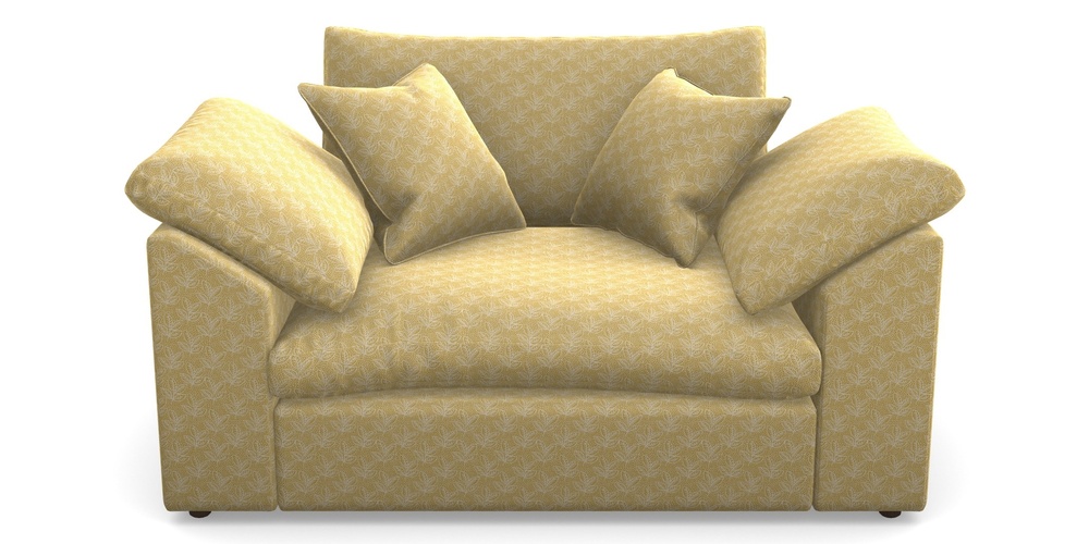 Product photograph of Big Softie Sloped Arm Sloped Arm Snuggler In Cloth 21 - Decorative Leaf - Canary from Sofas and Stuff Limited