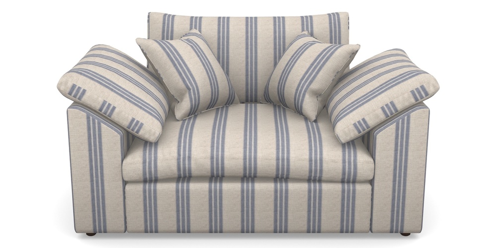 Product photograph of Big Softie Sloped Arm Sloped Arm Snuggler In Cloth 18 Stripes - Bengal - Indigo from Sofas and Stuff Limited