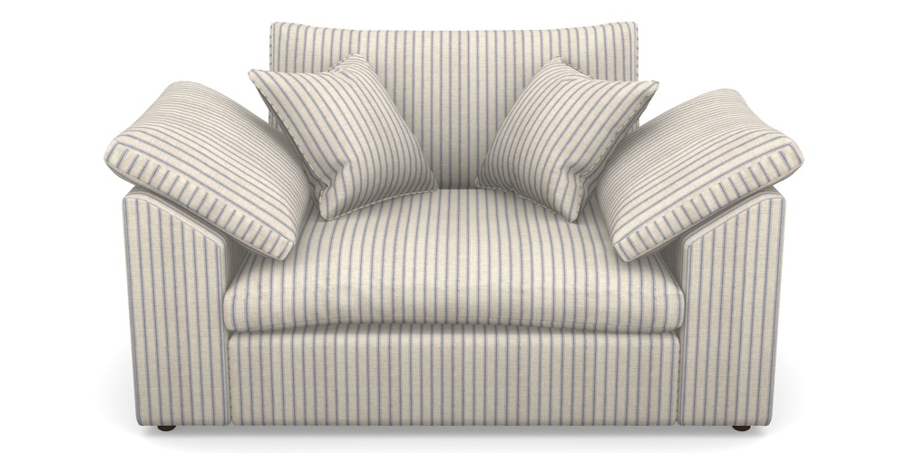 Product photograph of Big Softie Sloped Arm Sloped Arm Snuggler In Cloth 18 Stripes - Ticking - Indigo from Sofas and Stuff Limited