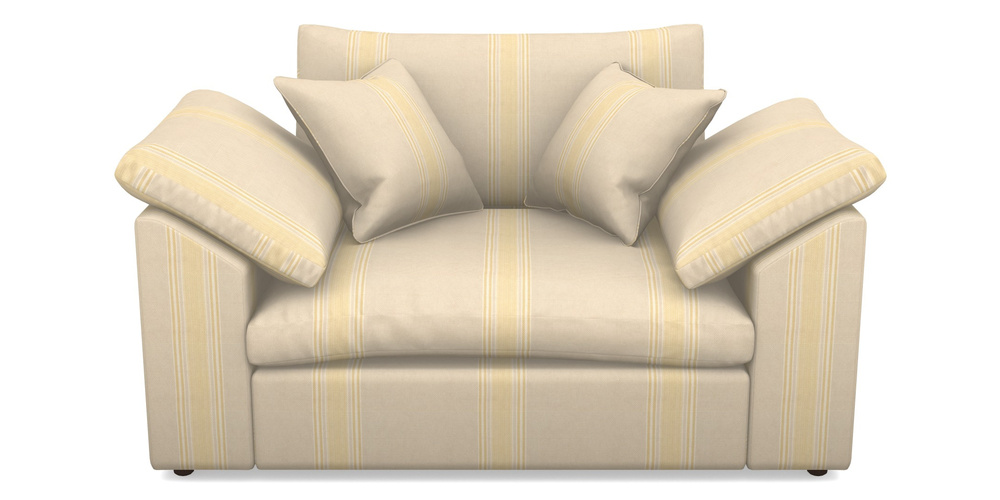 Product photograph of Big Softie Sloped Arm Sloped Arm Snuggler In Cloth 22 - Racing Stripes Cheltenham - Lemon from Sofas and Stuff Limited