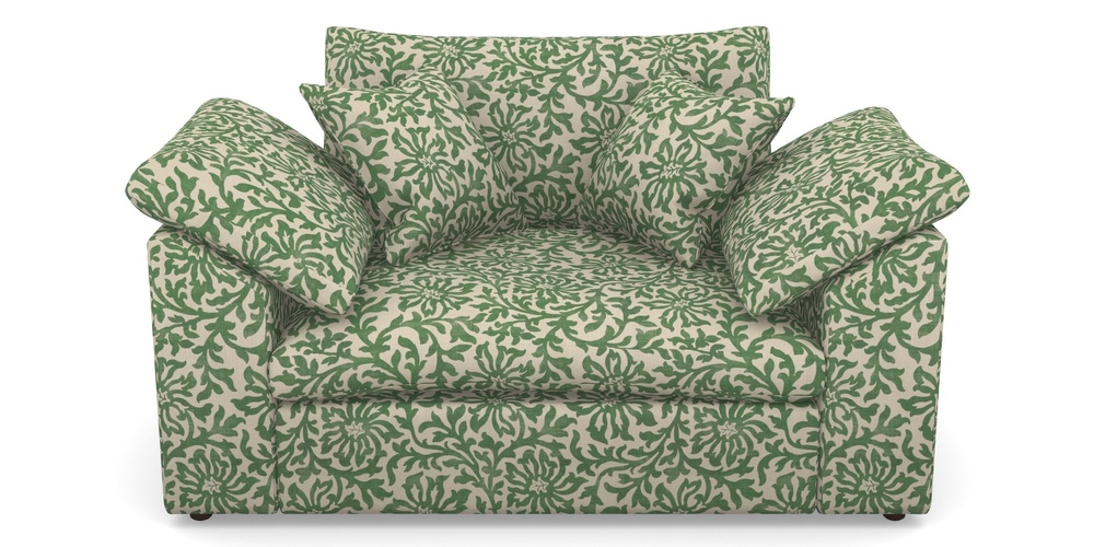 Product photograph of Big Softie Sloped Arm Sloped Arm Snuggler In V A Brompton Collection - Floral Scroll - Basil from Sofas and Stuff Limited