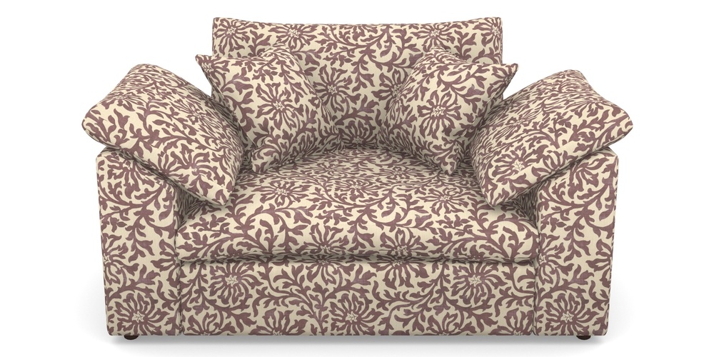 Product photograph of Big Softie Sloped Arm Sloped Arm Snuggler In V A Brompton Collection - Floral Scroll - Cacao from Sofas and Stuff Limited