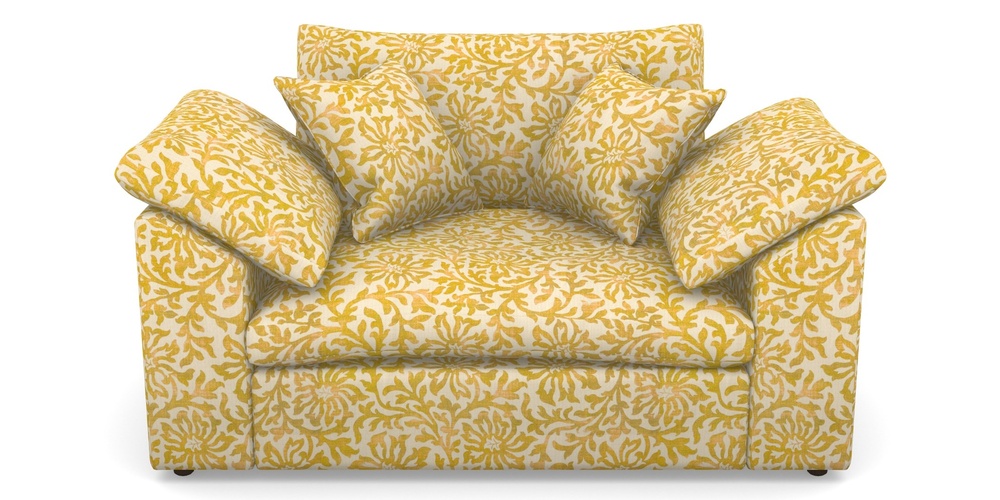 Product photograph of Big Softie Sloped Arm Sloped Arm Snuggler In V A Brompton Collection - Floral Scroll - Corn from Sofas and Stuff Limited