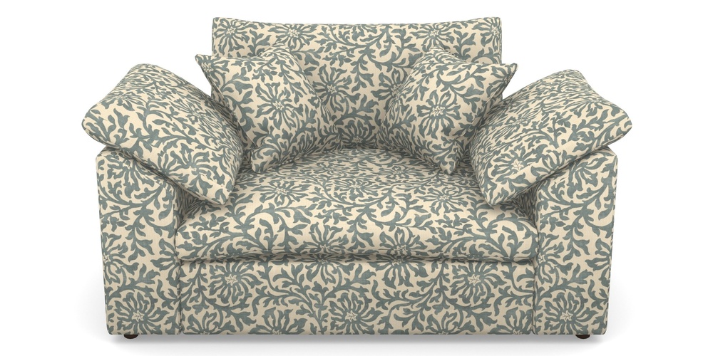 Product photograph of Big Softie Sloped Arm Sloped Arm Snuggler In V A Brompton Collection - Floral Scroll - Pebble from Sofas and Stuff Limited