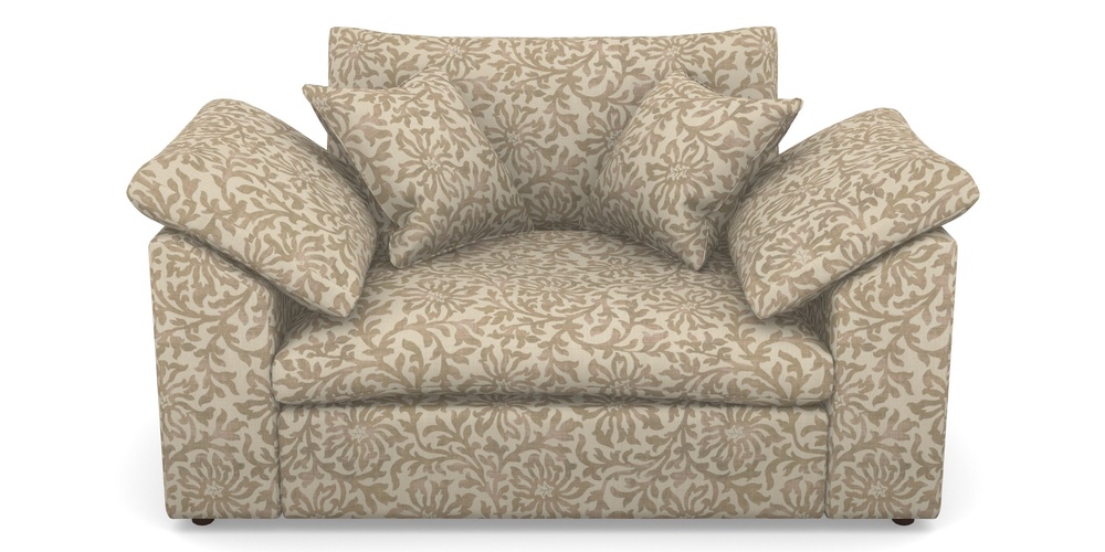 Product photograph of Big Softie Sloped Arm Sloped Arm Snuggler In V A Brompton Collection - Floral Scroll - Assam Tea from Sofas and Stuff Limited