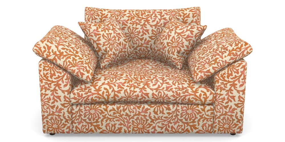 Product photograph of Big Softie Sloped Arm Sloped Arm Snuggler In V A Brompton Collection - Floral Scroll - Terracotta from Sofas and Stuff Limited