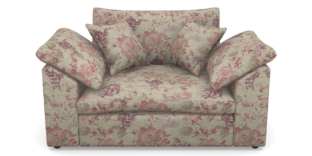 Product photograph of Big Softie Sloped Arm Sloped Arm Snuggler In Floral Linen - Faith Rose Quartz from Sofas and Stuff Limited