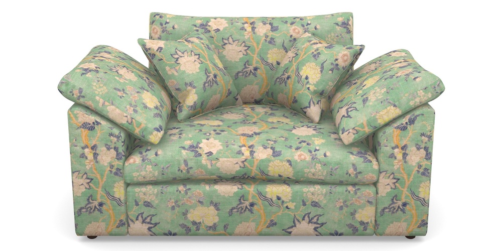 Product photograph of Big Softie Sloped Arm Sloped Arm Snuggler In Floral Linen - Even So Verde from Sofas and Stuff Limited