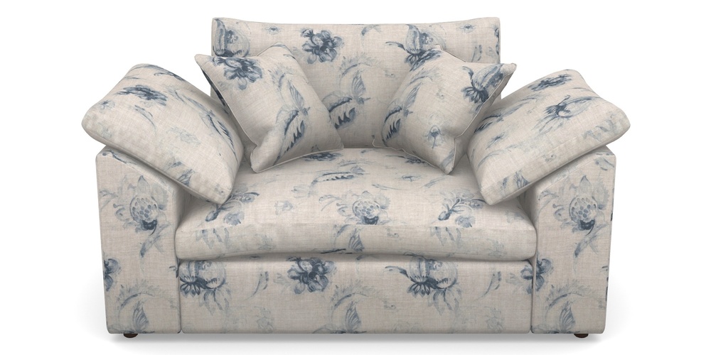 Product photograph of Big Softie Sloped Arm Sloped Arm Snuggler In Floral Linen - Lela Mystery Indigo from Sofas and Stuff Limited