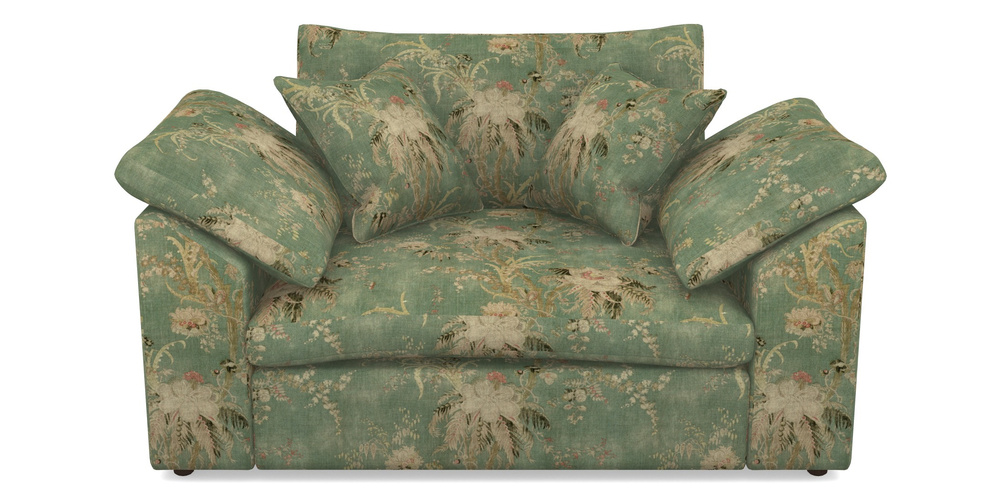 Product photograph of Big Softie Sloped Arm Sloped Arm Snuggler In Floral Linen - Zefferino Emerald from Sofas and Stuff Limited