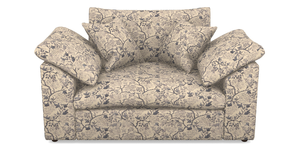 Product photograph of Big Softie Sloped Arm Sloped Arm Snuggler In Rhs Collection - Gertrude Jekyll Linen Cotton Blend - Navy from Sofas and Stuff Limited