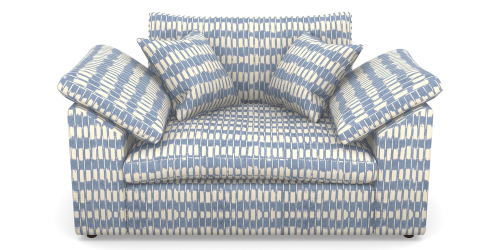 Product photograph of Big Softie Sloped Arm Sloped Arm Snuggler In V A Brompton Collection - Ikat - Morning Blue from Sofas and Stuff Limited