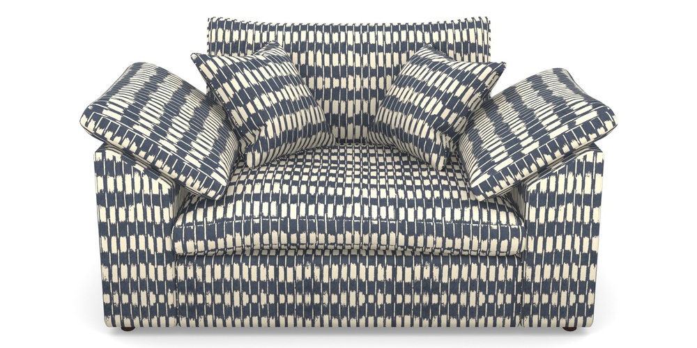 Product photograph of Big Softie Sloped Arm Sloped Arm Snuggler In V A Brompton Collection - Ikat - Midnight Blue from Sofas and Stuff Limited