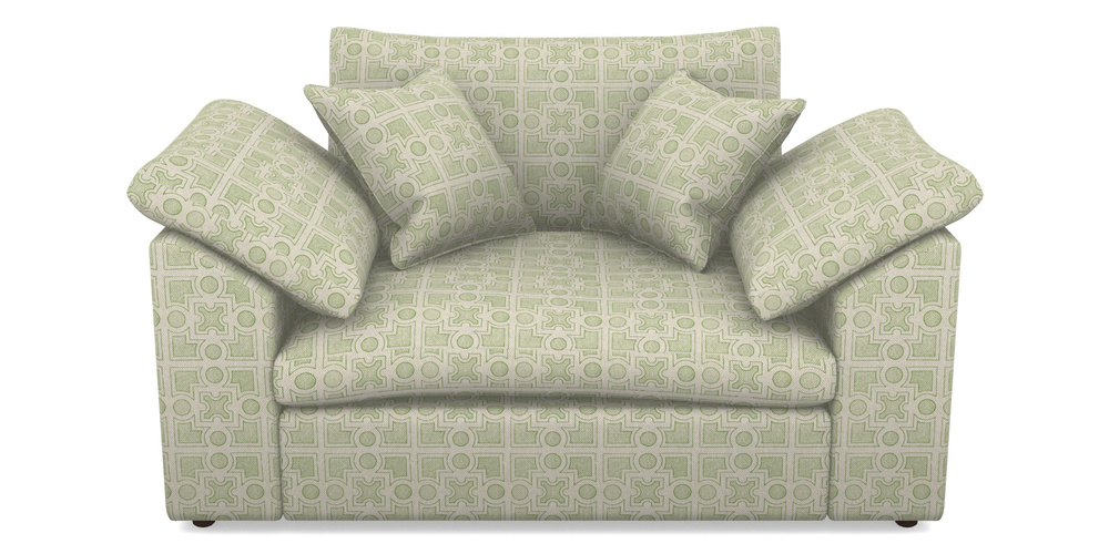 Product photograph of Big Softie Sloped Arm Sloped Arm Snuggler In Rhs Collection - Small Knot Garden Cotton Weave - Green from Sofas and Stuff Limited