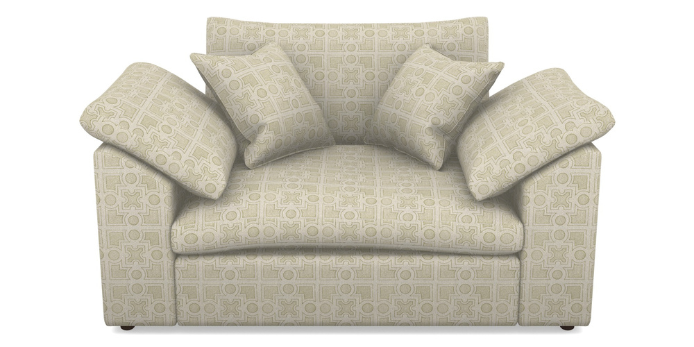 Product photograph of Big Softie Sloped Arm Sloped Arm Snuggler In Rhs Collection - Small Knot Garden Cotton Weave - Olive from Sofas and Stuff Limited