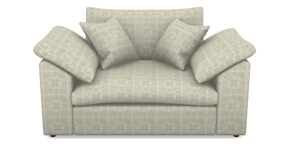 Product photograph of Big Softie Sloped Arm Sloped Arm Snuggler In Rhs Collection - Small Knot Garden Cotton Weave - Pistachio from Sofas and Stuff Limited