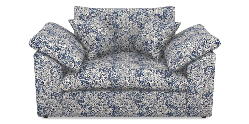 Product photograph of Big Softie Sloped Arm Sloped Arm Snuggler In William Morris Collection - Marigold - Indigo Linen from Sofas and Stuff Limited