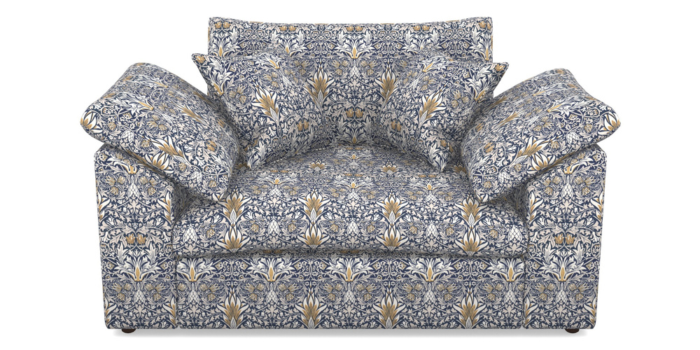 Product photograph of Big Softie Sloped Arm Sloped Arm Snuggler In William Morris Collection - Snakeshead - Indigo Hemp from Sofas and Stuff Limited