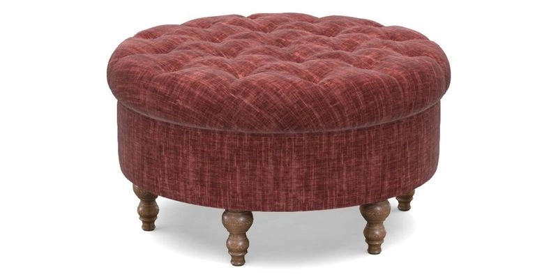 Burford Footstool in V&A Threads of India Opulent Velvets Lahore Dynasty Flame with fringe in Sophie Bullion Fringe Currant