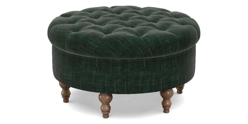 Burford Footstool in V&A Threads of India Opulent Velvets Lahore Dynasty Flame with fringe in Sophie Bullion Fringe Currant