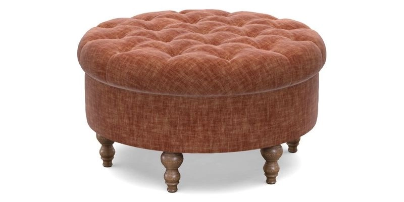 Burford Footstool in V&A Threads of India Opulent Velvets Lahore Dynasty Flame with fringe in Sophie Bullion Fringe Currant