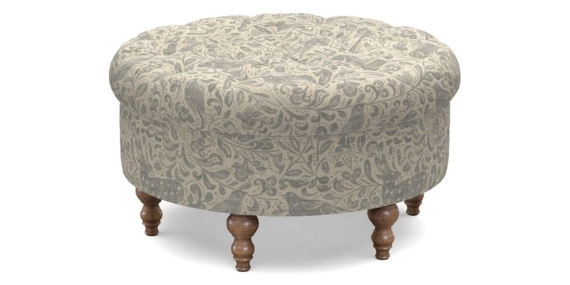 Burford Footstool in V&A Threads of India Opulent Velvets Lahore Dynasty Flame with fringe in Sophie Bullion Fringe Currant