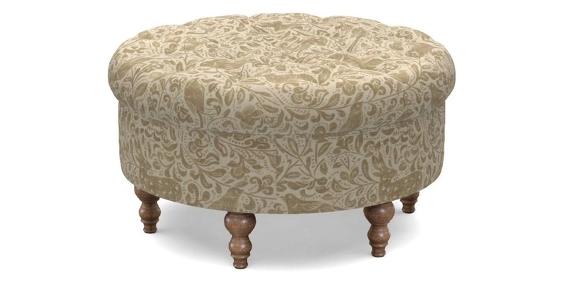 Burford Footstool in V&A Threads of India Opulent Velvets Lahore Dynasty Flame with fringe in Sophie Bullion Fringe Currant