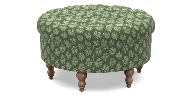 Burford Footstool in V&A Threads of India Opulent Velvets Lahore Dynasty Flame with fringe in Sophie Bullion Fringe Currant