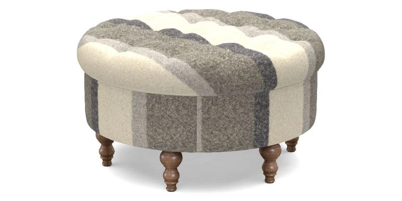 Burford Footstool in V&A Threads of India Opulent Velvets Lahore Dynasty Flame with fringe in Sophie Bullion Fringe Currant