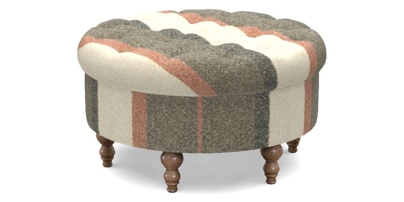 Burford Footstool in V&A Threads of India Opulent Velvets Lahore Dynasty Flame with fringe in Sophie Bullion Fringe Currant