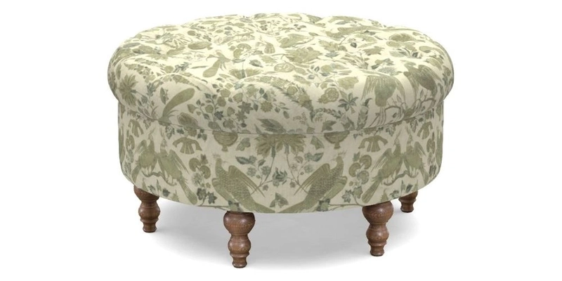 Burford Footstool in V&A Threads of India Opulent Velvets Lahore Dynasty Flame with fringe in Sophie Bullion Fringe Currant