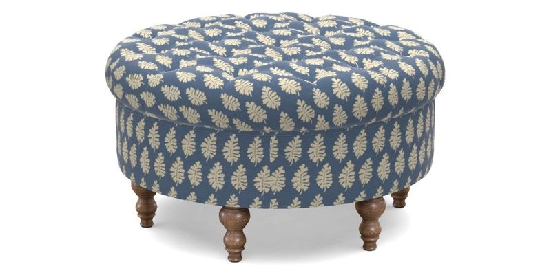 Burford Footstool in V&A Threads of India Opulent Velvets Lahore Dynasty Flame with fringe in Sophie Bullion Fringe Currant