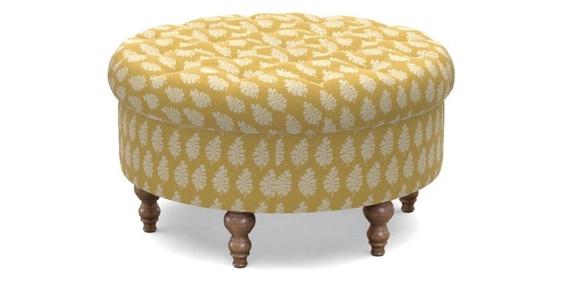 Burford Footstool in V&A Threads of India Opulent Velvets Lahore Dynasty Flame with fringe in Sophie Bullion Fringe Currant