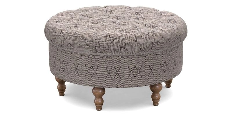 Burford Footstool in V&A Threads of India Opulent Velvets Lahore Dynasty Flame with fringe in Sophie Bullion Fringe Currant