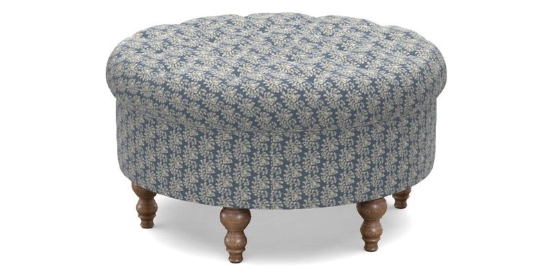 Burford Footstool in V&A Threads of India Opulent Velvets Lahore Dynasty Flame with fringe in Sophie Bullion Fringe Currant