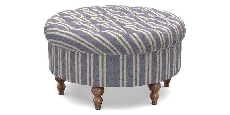 Burford Footstool in V&A Threads of India Opulent Velvets Lahore Dynasty Flame with fringe in Sophie Bullion Fringe Currant