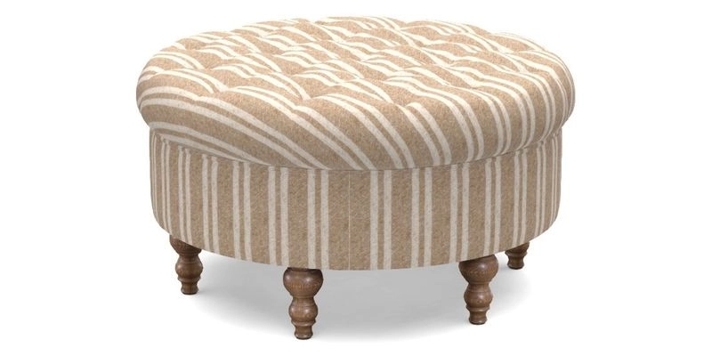 Burford Footstool in V&A Threads of India Opulent Velvets Lahore Dynasty Flame with fringe in Sophie Bullion Fringe Currant