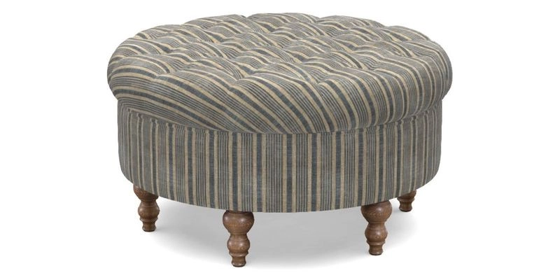 Burford Footstool in V&A Threads of India Opulent Velvets Lahore Dynasty Flame with fringe in Sophie Bullion Fringe Currant