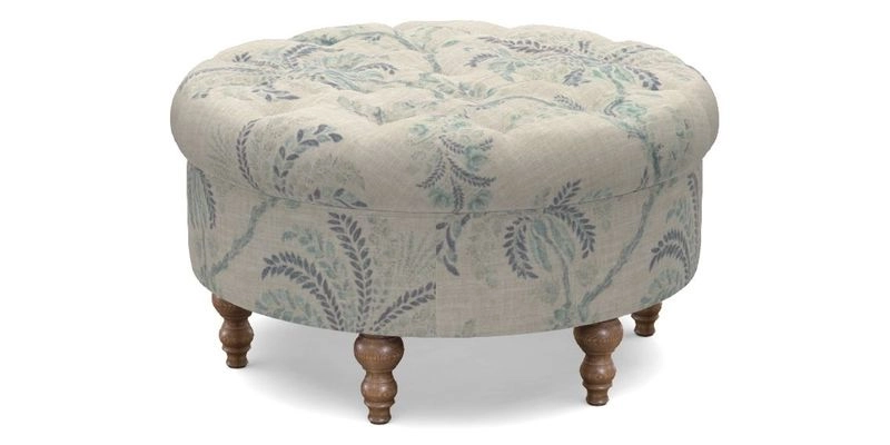 Burford Footstool in V&A Threads of India Opulent Velvets Lahore Dynasty Flame with fringe in Sophie Bullion Fringe Currant