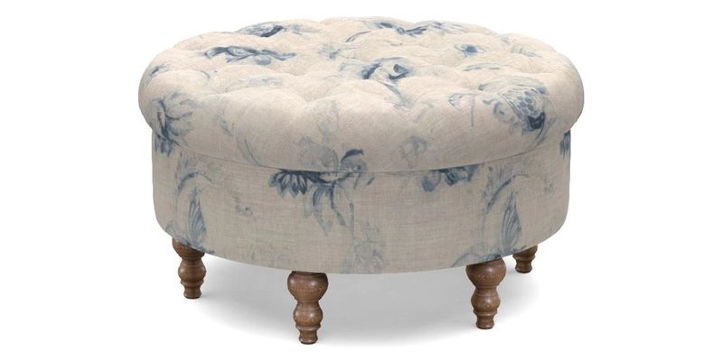 Burford Footstool in V&A Threads of India Opulent Velvets Lahore Dynasty Flame with fringe in Sophie Bullion Fringe Currant