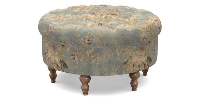 Burford Footstool in V&A Threads of India Opulent Velvets Lahore Dynasty Flame with fringe in Sophie Bullion Fringe Currant