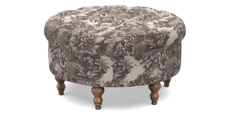 Burford Footstool in V&A Threads of India Opulent Velvets Lahore Dynasty Flame with fringe in Sophie Bullion Fringe Currant